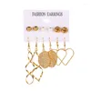 Hoop oorbellen Vintage vergulde gouden 6-set set voor vrouwelijke mode bladvormige sieradenaccessoires