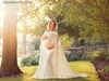 Robes de maternité jupe longue femme enceinte avec bretelles en dentelle plissée et robe de photographie maxi élastique ultra-mince ajustement Q240413