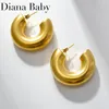 Stud Earrings Smooth Thick C Shape Big 30mm Gold Color Stainless Steel Large Earring For Women Exaggerate Jewelry Gift Lightweight