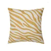 Oreiller jaune moule tissé coton motif zèbre couverture