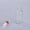 Storage Bottles 10pcs/lot Rosegold Cap Clear Glass Dropper Bottle Liquid Serum/essential Basic Pipette Refillable