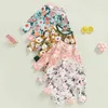 Endelar Fashion 2023 Summer Småbarn Nyfödda Baby Girl Swimits Floral Print Långärmad dragkedja Pullover Bodysuits Badkläder kläder