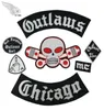 Populära Outlaw Chicago broderiklappar för kläder Cool Full Back Rider Design Iron On Jacket Vest80782524399681
