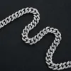 Difeiya Double Row Full of Diamonds Hip Hop Cuban Chain Necklace 925 Sterling Silver Italian Cuban Necklace for Men and Women