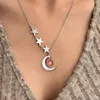 Chains Stainless Steel Necklaces Star Moon Red Crystal Pendant Choker Chain Korean Fashion Exquisite Necklace For Women Jewelry In