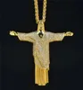 18k Gold Gesù Cristo The Redentore Cross Cipndant Necklace Gold Silver Placed Mens Hip Hop Bling Jewelry Gift6674995