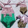 One-pièces 2pcs Set Baby Girls Swwear Girl Girl Bow Knot Tankini Kids Bikini sans manches Halter Swimsuit New-Born Bathing Bathwearwear