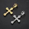 Pendanthalsband S925 Sterling Silver Moissanite Bling Out Round Cross Pendants For Women Män unisex Hip Hop Rapper smycken