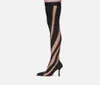 Fashion t Show Thin Thin High Heel Sock Boots Mesh Cut Out Breathable Sexy Sex Slim Boot Womens Long Shoes2408075