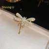 Broches glanzende u Chinese stijl Dragon Loong Dragonfly broche voor mannen vrouwen licht geel goud kleur mode accessoire jaar cadeau