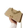 Shoulder Bags Straw Woven Handbag Rattan Crossbody Tote Bag Alloy Handle Clutch Retro Design Summer Beach Trendy Po Prop