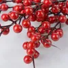 Flores decorativas 1/10 PCs Red Christmas Berry Berry Artificial Família Família Decoração do Ano Decorações de Presentes