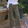 Pantaloni da donna allenne donne lunghe leopardo lunghi leopardo leopardo elastico in vita elastico gamba dritta estate