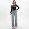 2024 lente/zomer nieuw patroon smalle editie rechte vat hoge taille slanke jeans dames
