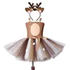 Sukienki dla dziewcząt Deer Tutu sukienka dziewczyna z opaską na głowę Kids Halloween Costume Baby Princess Elk Reindeer Strój na rok Drop Deli Dh3uw