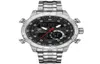 Snaggletooth Sport Watch LCD Auto Data Alarm Stal Stael Chronograph Dual Time Men Relogio Quartz Digital Wristwatch SH589 Y4900719