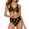 Moda de banho feminina Sexy Gold Dot Biquíni Conjunto