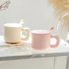 Kubki ceramiczne mleko kubek prosty kubek kubek para filiżanek herbaty na oprogramowanie koreańskie tłuste design z pokrywką
