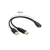 2024 1pc Black USB 3.0 Female To Dual USB Male with Extra Power Data Y Extension Cable for 2.5"Mobile Hard Disk PC Hardware Cables for USB