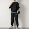 Męskie dresy gofrowe waflowe spodnie dresowe Ustaw długie rękawie kieszenie na bluzę z kapturem Spring Spring Casual Male Sport Suit