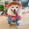 Hundekleidung lustige Haustierkostüm Cosplay großer Anzug Kleidung Party Gesicht Tuch komisch Outfits Halloween Kleid Jumpsuit