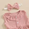 Clothing Sets Toddler Infant Kid Baby Girls Clothes Soft Sleeveless Button Front Tops Shorts Headband Summer Outifts