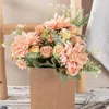 Fleurs décoratives 1 Bouquet Fleur artificielle fausse soie Dahlia Bridal Fake Wedding Decoration Home