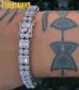 Очарование браслетов 10 мм личности браслет багет 2 ряд Серебряный цвет замороженного кубического циркония Bling Miami Кубинский хип -хоп. Женщины мужчины 1696321