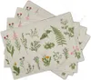 Table Mats Herbs Floral Placemats Set Of 4 Green 12 X 18 Inch Washable Place For Dining Kitchen Party Coffee Bar