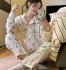 Vêtements de sommeil pour femmes printemps automne à imprimé floral pyjama pyjama coton coton vêtements de maison pyjama confortable s388