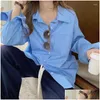 Chemises pour femmes Arrivée Spring Femmes All-Matched Korean Style Col Collier Blouse Loose Lot Long Single Breasted Casual Dhaq4