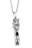 Gothic Wolf Head Whistle Necklace Pendant Casting Stainless Steel Rolo Chain Jewelry For Mens Boys Cool Gifts 3mm 24 Inch9335191