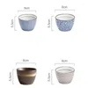 Cups Saucers 4st/Set Japanese Style Ceramic Tea Porcelain Office Water Mug Creative Stripe Design Teacups Home Drinkware Gifts