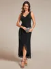 Party Dresses Gorgeous Evening High-Low Ruffle Mermaid With V-Neck Midi Length 2024 Ever Pretty Of Dark Green Wedding Guest Dress