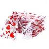 Embrulho de presente 10pcs amo sacos de coração namorados saquinhos de doce embalagem de organza festas de aniversário favores de decoração