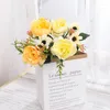 Dekorative Blumen hochwertige künstliche Pfingstrose Bouquet Weiße Hochzeitsfeier Dekoration Seidensimulation gefälschte Blumenhaus Wohnzimmer