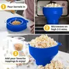 Bowls Popcorn Bowl Grade Silicone Dishwasher Safe Foldable Lid Handle DIY Air Microwavable Maker Kitchen Supplies