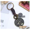 Keychains Lanyards 12 Constellation Keychain Cowe Zodiac Retro Woven Key Chain Bronze Keyring For Birthday Present Wholesale Drop Deli Dhljj