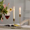 Kerzenhalter Set von 2 bwrmhme moderne Metall Gold Candlestick Hochzeit Dekoration Dünne, verjüngte Halter Wohnkultur