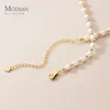 MODIAN Real 925 Sterling Silver Natural Freshwater Pearl Charm Necklace Choker Short Chain Necklace Jewelry Wedding Accessories 240408