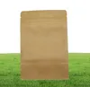 100Clots de pièce 5 tailles Stand Up Kraft Paper Food Sacs Dypack Zip Lock Brown Storage Papier Sac Clear Fenêtre en vrac Food Package Bags6562751