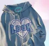 Lettera rosa grafica kawaii harajuku hoodies women blue punk emot allatthirt zip up estetico indie y2k abbigliamento di moda coreano4357399