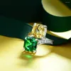 Klusterringar 925 Sterling Silver Jewelry Ring Open Women's Square 10 Yellow Green Diamond Selling Engagement