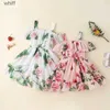 Flickans klänningar Girl Dresses Dress for Kids 1 6 år gammal födelsedag koreansk stil mode kort ärm söt blommig prinsessa formell baby flicka 230626 c240413