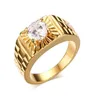 Men Punk Ring Stainless Steel CZ IP Gold Plated High Polished Vintage Jewelry Carved Geometric Hipsters Accessories Gold Size 7111898726