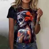 Women's T-Shirt Womens T-shirt for Girls Summer Short Slve Fashion Casual Sexy Girls Clothes Horror Undead Skull Pattern oversized T-shirts 1 T240415