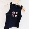 Miu Hot Drill geborduurde letters t -shirts dames kleren t -shirt ontwerper vrouwen sexy halter tops feest gewas zomer backless