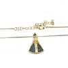 Hanger kettingen sunsll gouden koper eenvoudige stijl blauwe kubieke zirconia kleine ketting voor vrouwen mode sieraden cadeau feminina colar