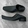 Chaussures habillées Rétro Toe Toe talon Chunky Derby Cuir pour hommes Femmes British Style Deep Bouth Mood Single Casual Coupon 36-45