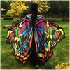 스카프 여성 New Colorf Butterfly Wing Cape Chiffon Long Scarf Party 세련된 공작 판초 숄 랩 비치 타월 Sarong er drop del dhiub